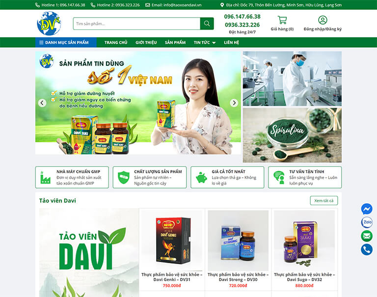 Website bán hàng của tập đoàn tảo xoắn Đại Việt (01)
