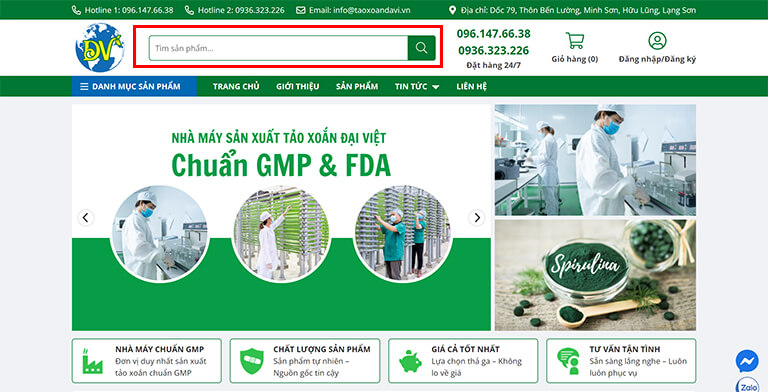 Website bán hàng của tập đoàn tảo xoắn Đại Việt (05)