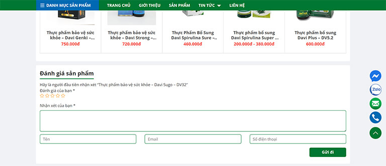 Website bán hàng của tập đoàn tảo xoắn Đại Việt (08)