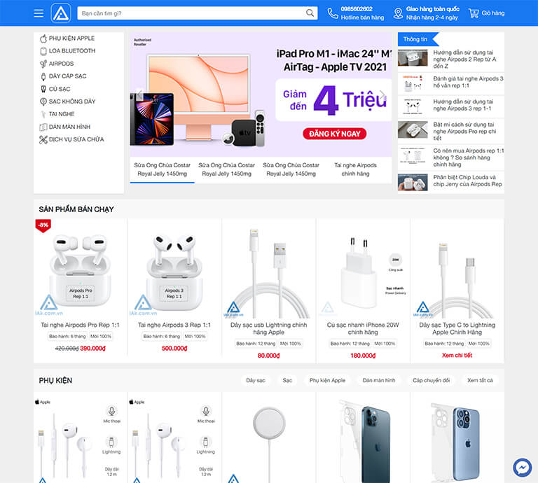 website bán phụ kiện Apple và đồ công nghệ (01)