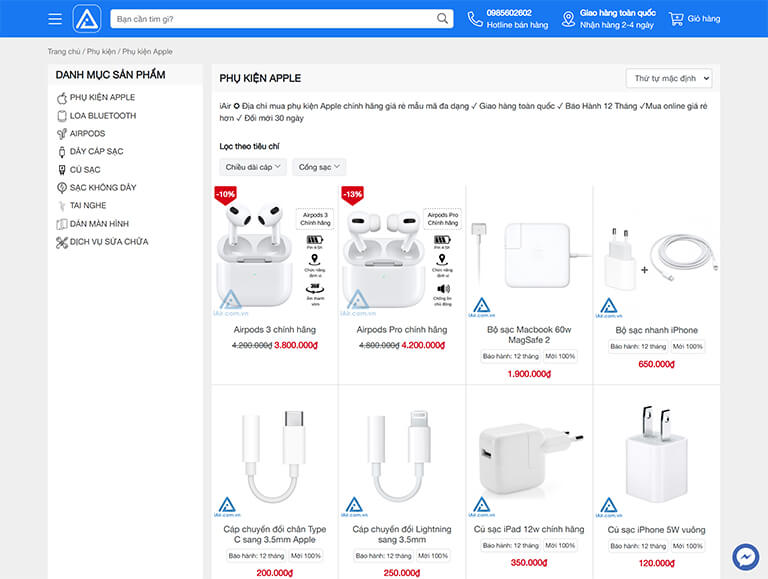 website bán phụ kiện Apple và đồ công nghệ (03)