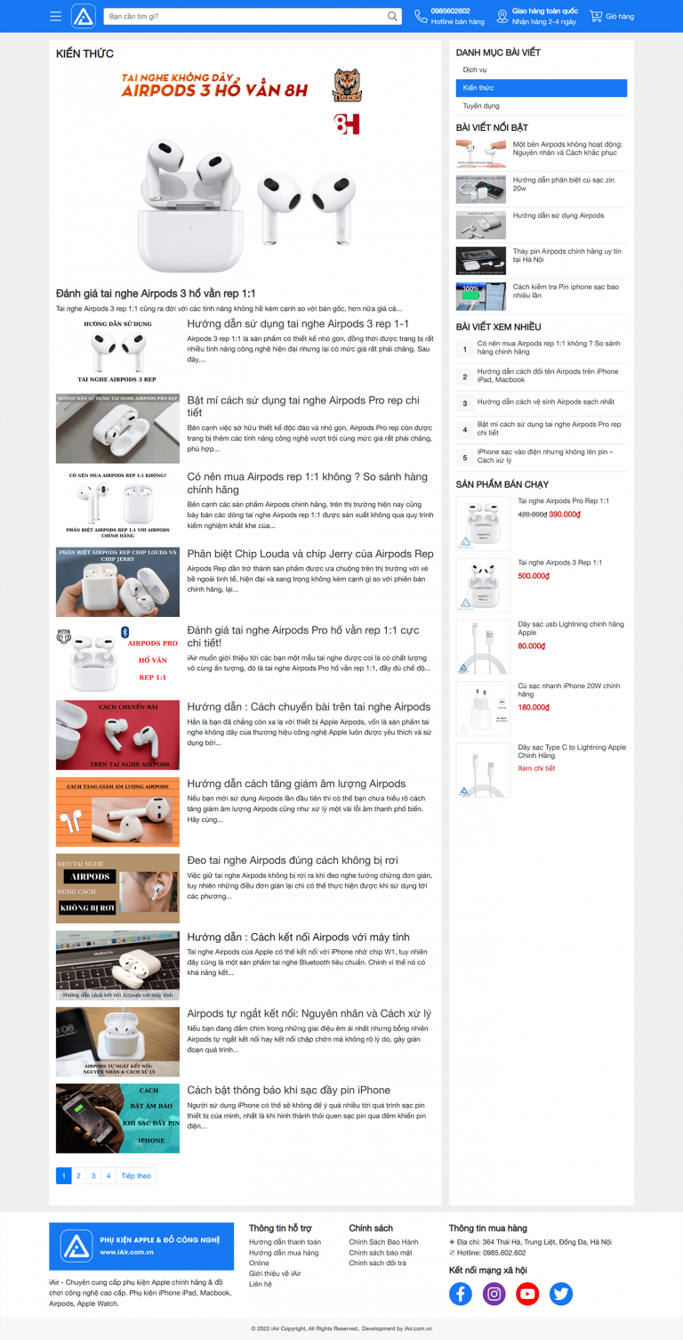 Website bán phụ kiện Apple và đồ công nghệ