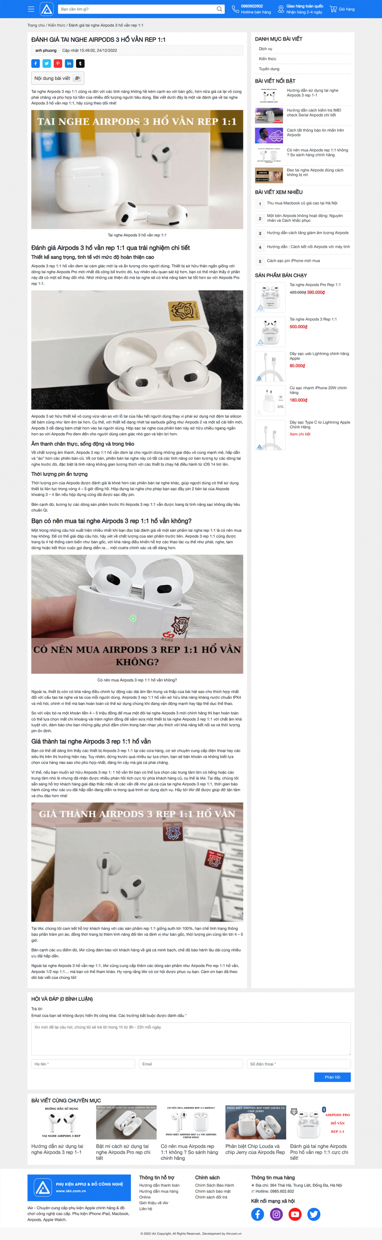 Website bán phụ kiện Apple và đồ công nghệ