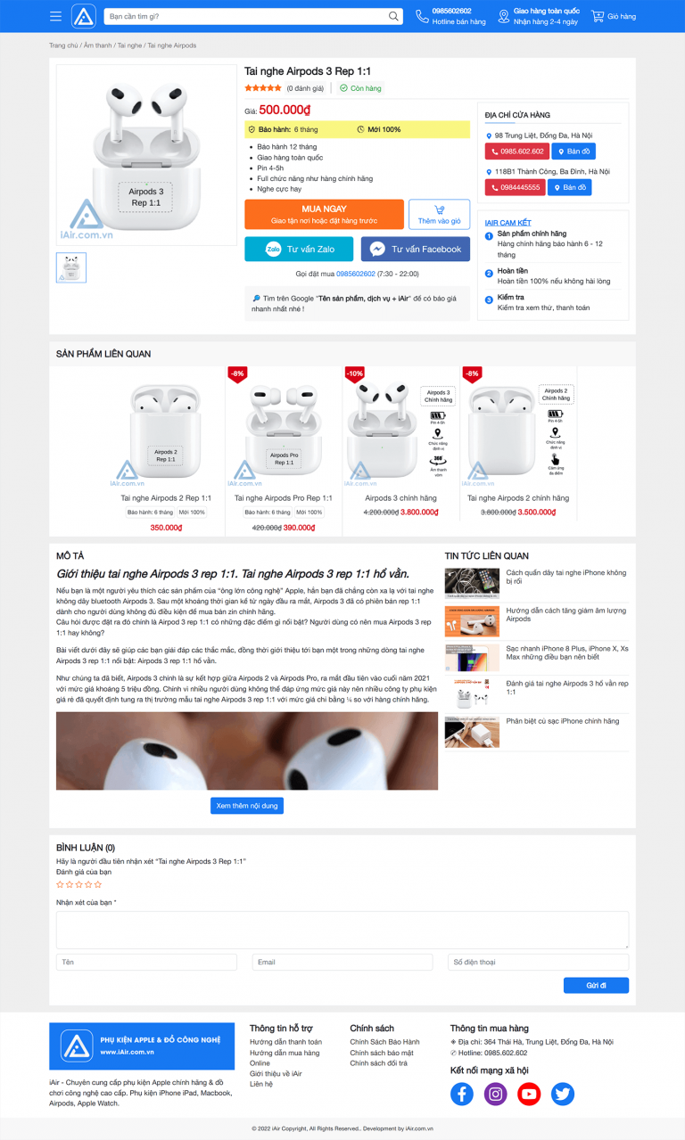 Website bán phụ kiện Apple và đồ công nghệ