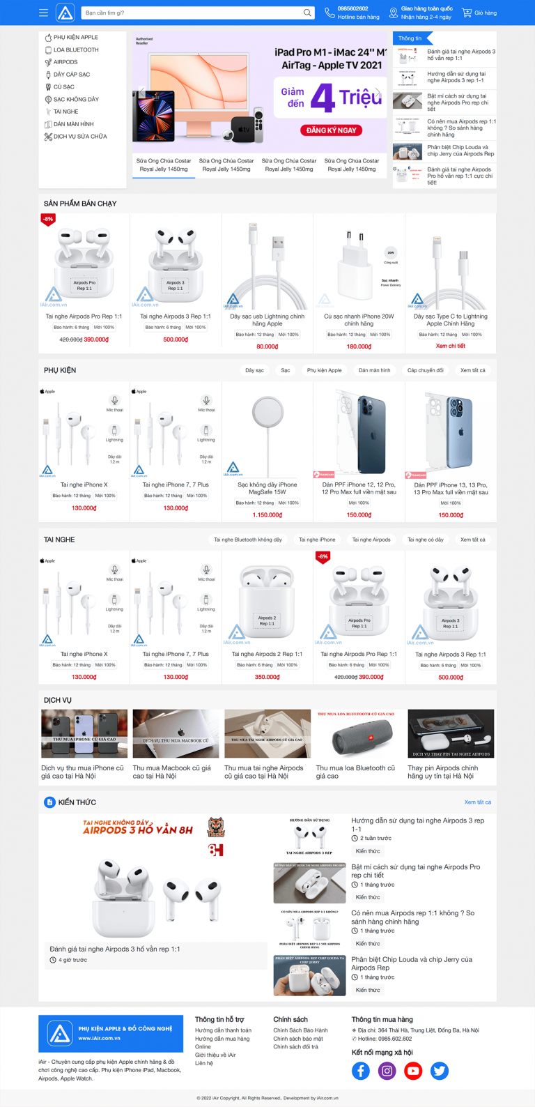 Website bán phụ kiện Apple và đồ công nghệ