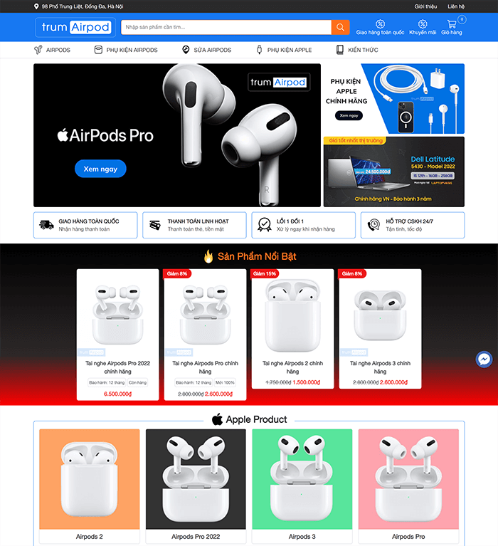 Website chuyên bán Airpods và phụ kiện Apple