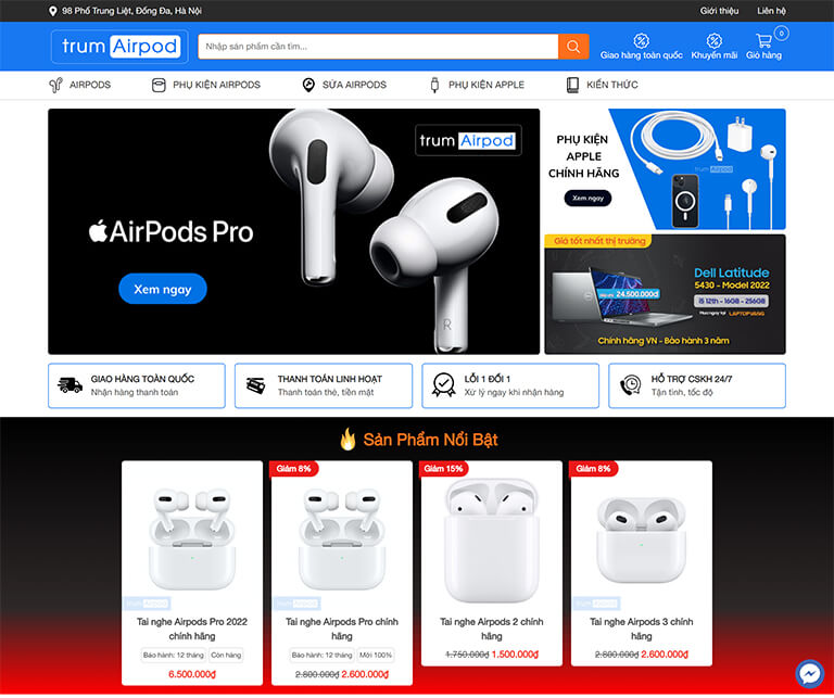 Website bán Airpods và phụ kiện Apple (01)