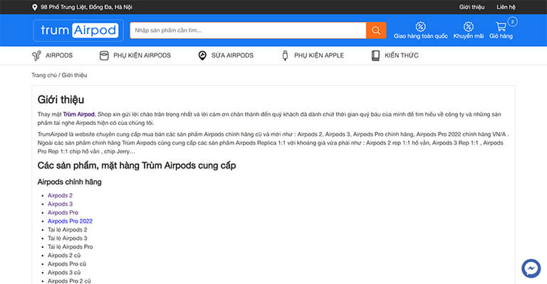 Website bán Airpods và phụ kiện Apple (02)