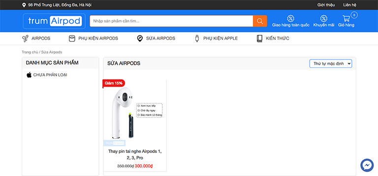 Website bán Airpods và phụ kiện Apple (03)