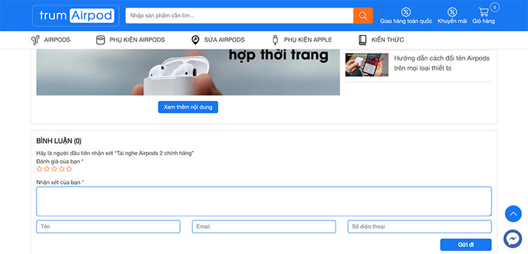 Website bán Airpods và phụ kiện Apple (05)