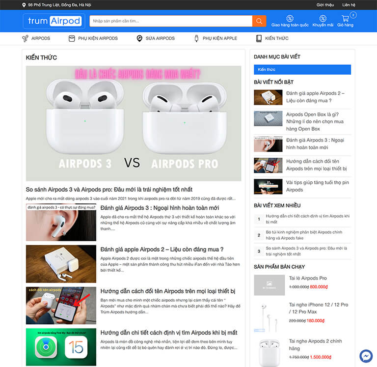 Website bán Airpods và phụ kiện Apple (06)