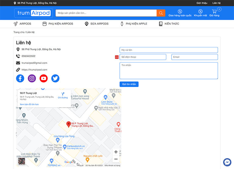 Website bán Airpods và phụ kiện Apple (07)