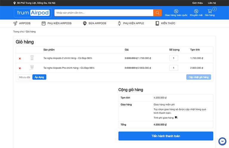 Website bán Airpods và phụ kiện Apple (09)