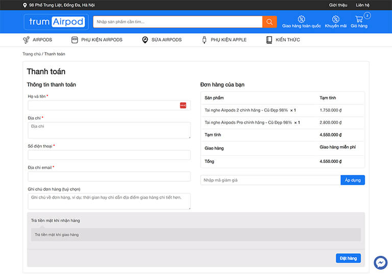 Website bán Airpods và phụ kiện Apple (10)