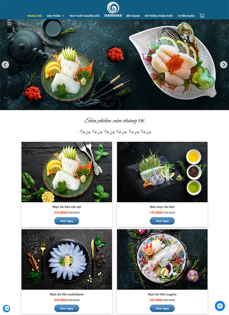 Website bán mực ăn liền của nhãn hiệu Namaika (01)