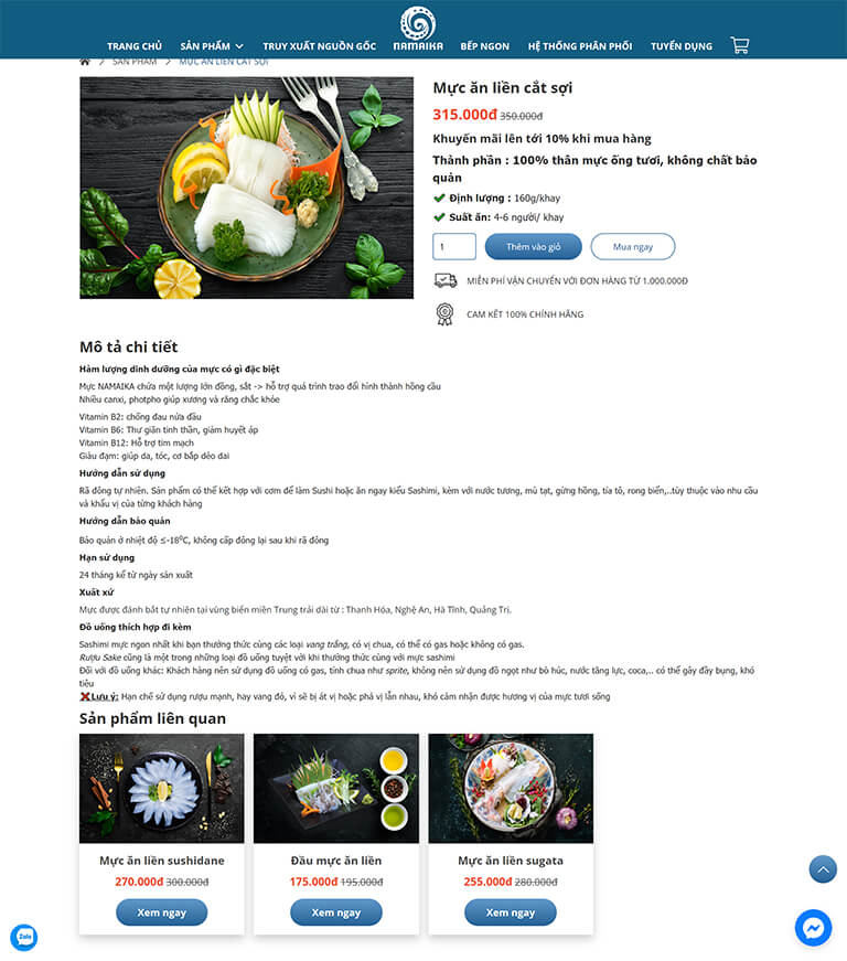 Website bán mực ăn liền của nhãn hiệu Namaika (02)