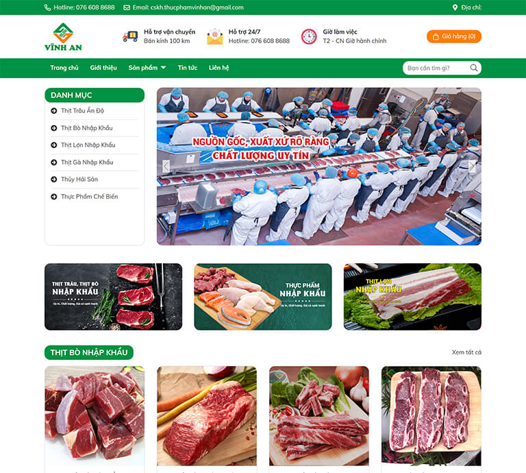 Website bán thực phẩm đông lạnh Vĩnh An (01)