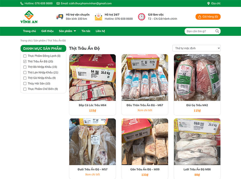 Website bán thực phẩm đông lạnh Vĩnh An (03)