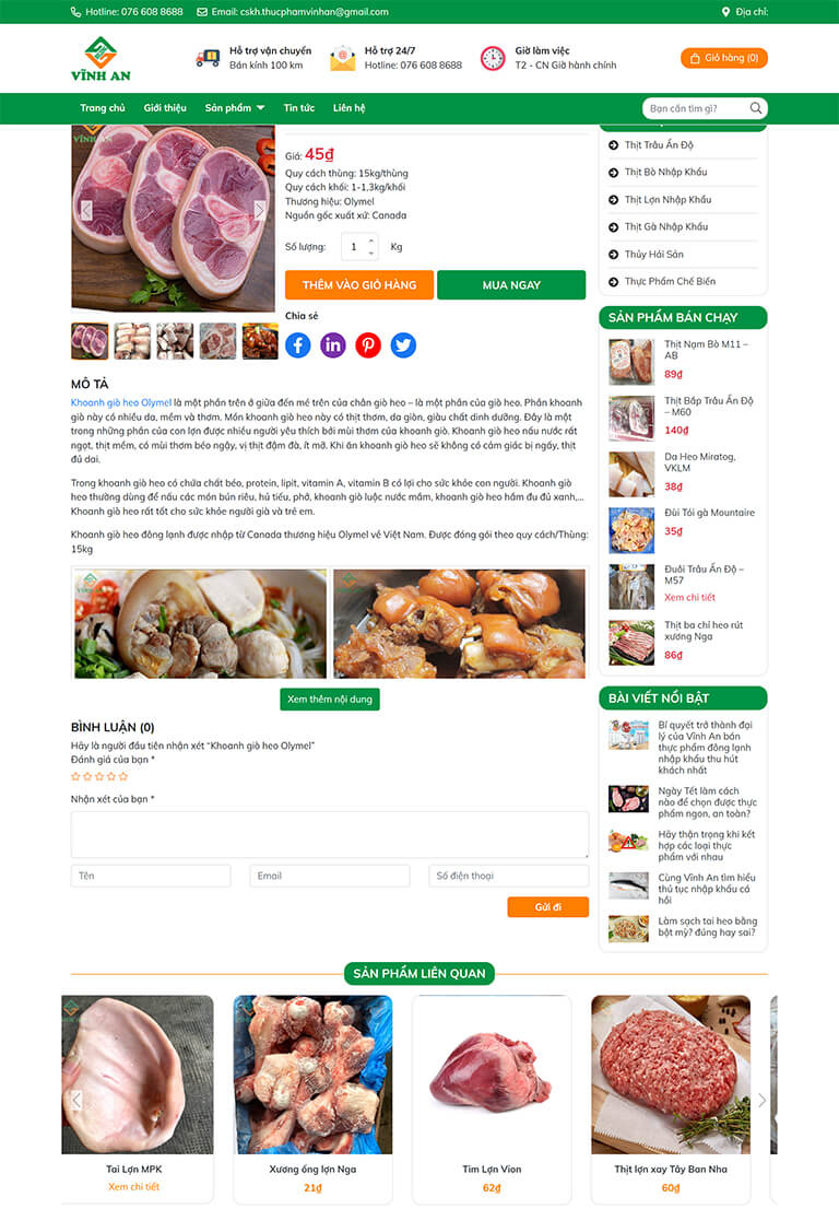 Website bán thực phẩm đông lạnh Vĩnh An (04)