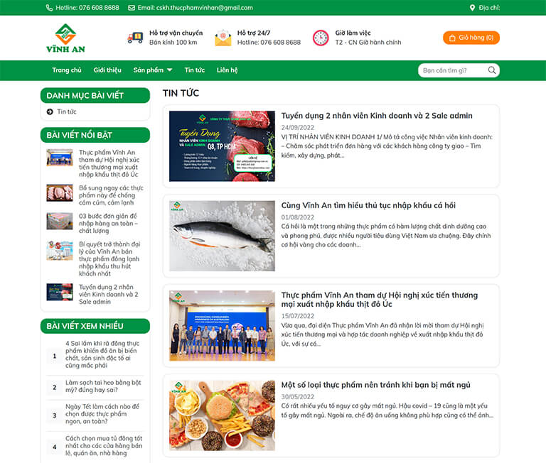 Website bán thực phẩm đông lạnh Vĩnh An (05)