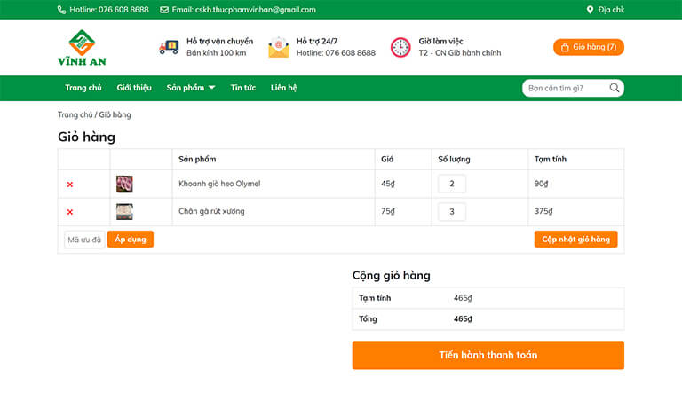 Website bán thực phẩm đông lạnh Vĩnh An (08)