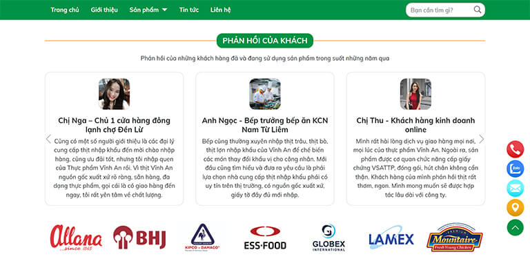 Website bán thực phẩm đông lạnh Vĩnh An (10)