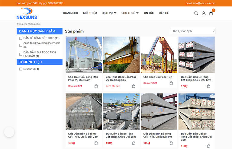 Website giới thiệu dịch vụ thi công cầu đường của công ty Nexsuns (03)