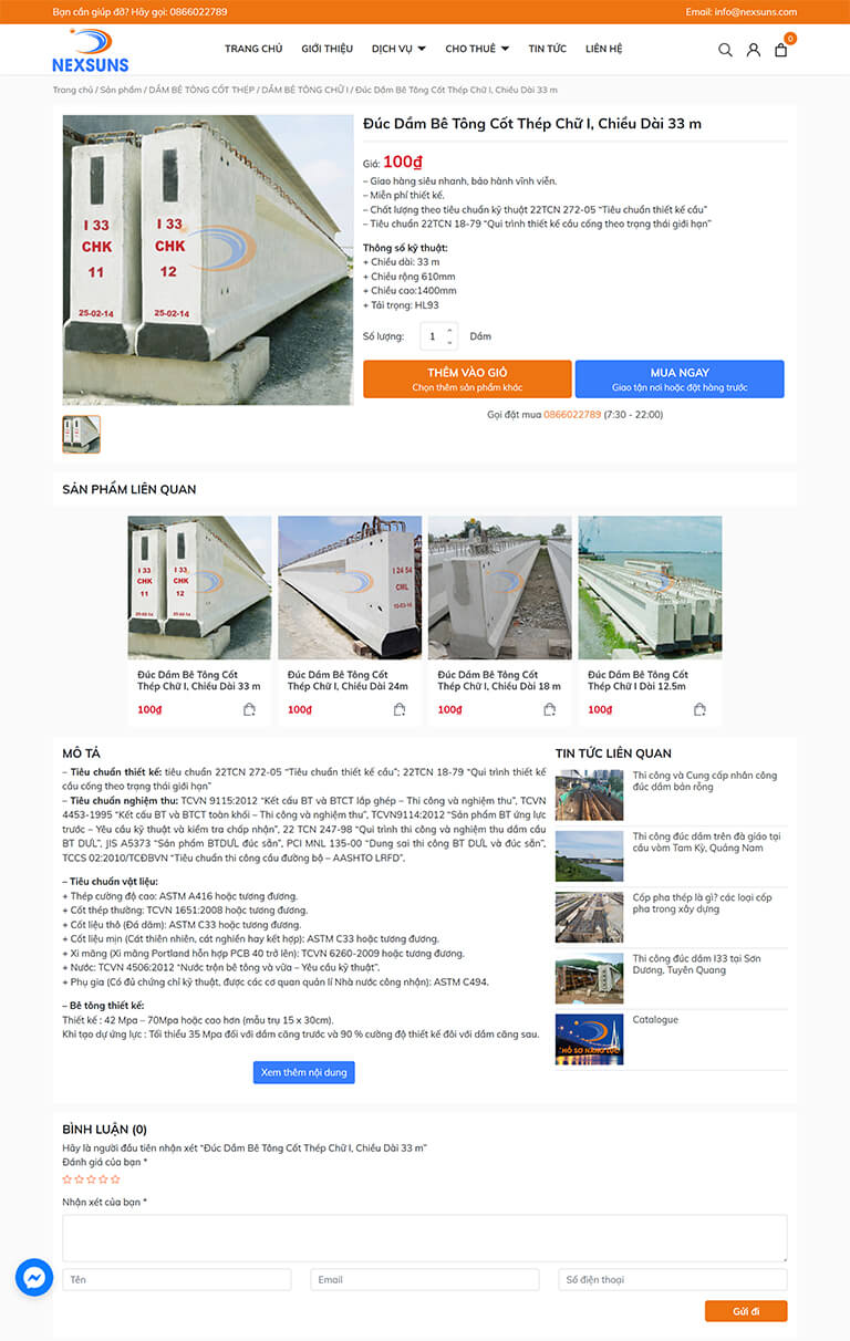 Website giới thiệu dịch vụ thi công cầu đường của công ty Nexsuns (04)