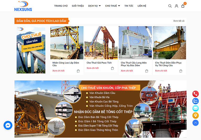 Website giới thiệu dịch vụ thi công cầu đường của công ty Nexsuns (05)