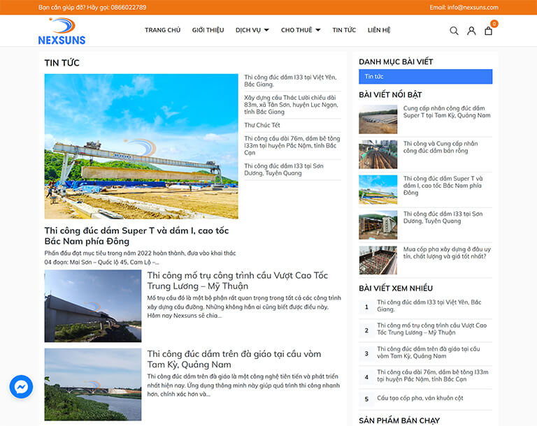 Website giới thiệu dịch vụ thi công cầu đường của công ty Nexsuns (06)
