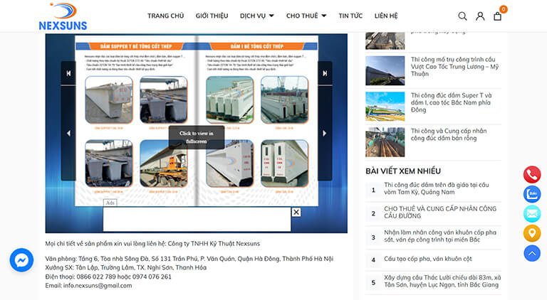 Website giới thiệu dịch vụ thi công cầu đường của công ty Nexsuns (08)
