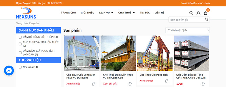 Website giới thiệu dịch vụ thi công cầu đường của công ty Nexsuns (09)