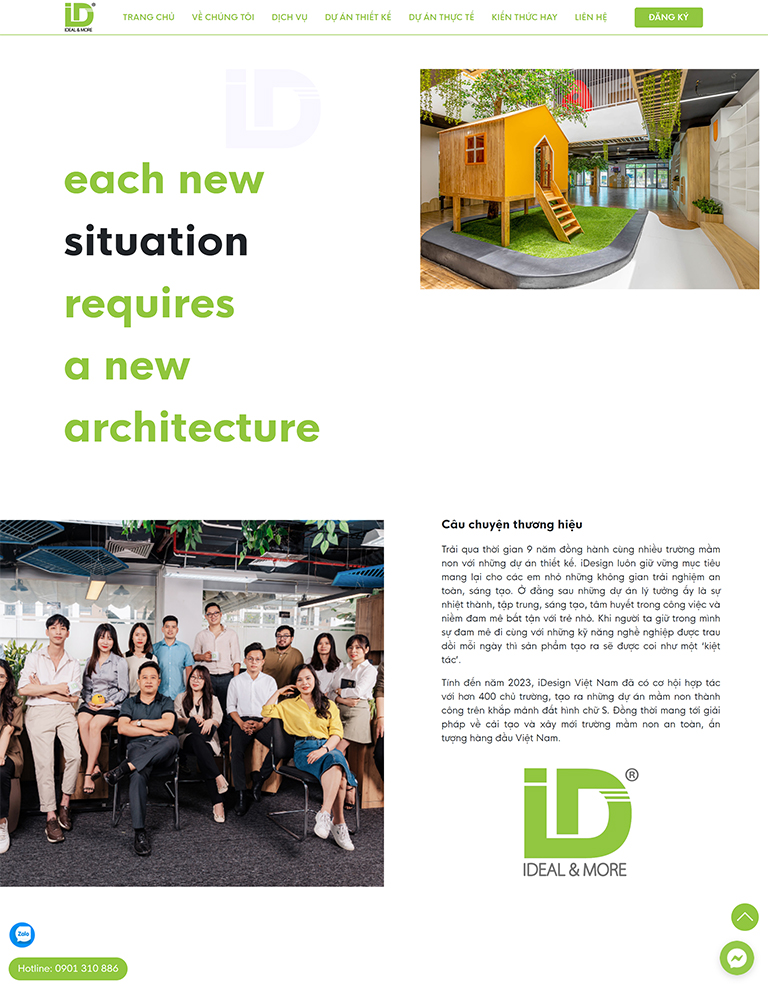 Website thiết kế kiến trúc và nội thất trường mầm non (02)